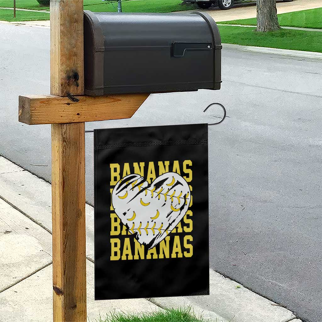 Retro Bananas Garden Flag Vintage Baseball Heart Graphic Game Day Gifts