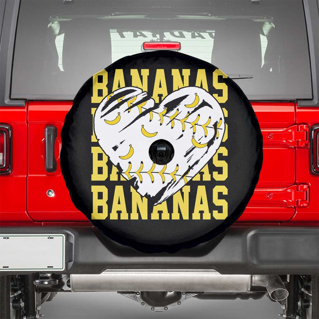Retro Bananas Spare Tire Cover Vintage Baseball Heart Graphic Game Day Gifts