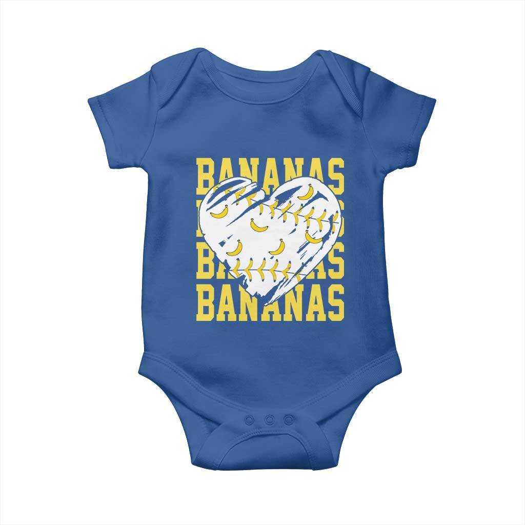 Retro Bananas Baby Onesie Vintage Baseball Heart Graphic Game Day Gifts