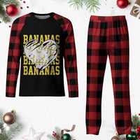Retro Bananas Plaid Pajama Set Vintage Baseball Heart Graphic Game Day Gifts