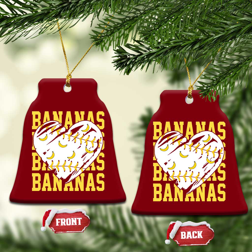 Retro Bananas Ceramic Ornament Vintage Baseball Heart Graphic Game Day Gifts