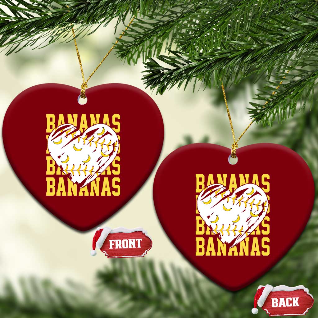 Retro Bananas Ceramic Ornament Vintage Baseball Heart Graphic Game Day Gifts