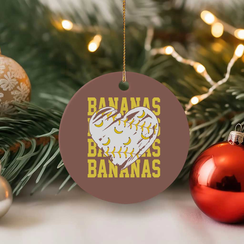Retro Bananas Ceramic Ornament Vintage Baseball Heart Graphic Game Day Gifts
