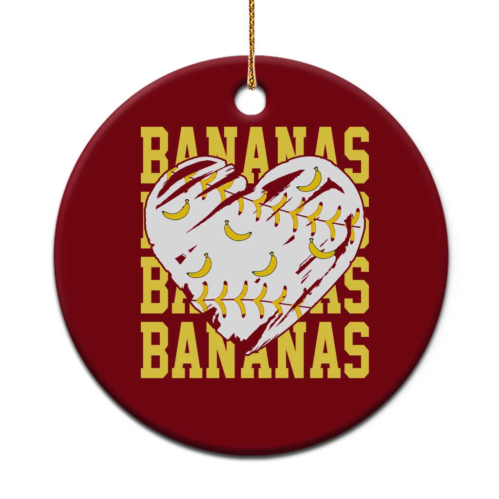 Retro Bananas Ceramic Ornament Vintage Baseball Heart Graphic Game Day Gifts