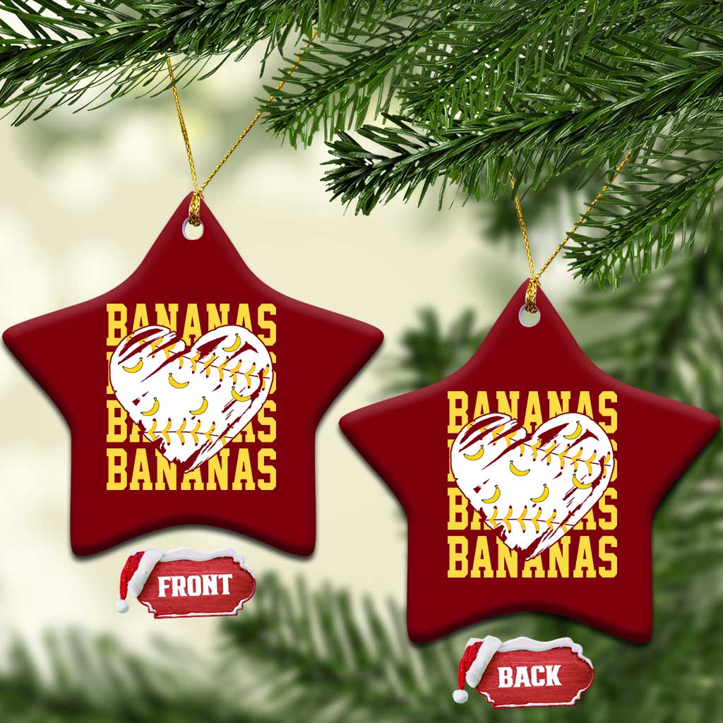 Retro Bananas Ceramic Ornament Vintage Baseball Heart Graphic Game Day Gifts