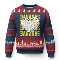 Retro Bananas Ugly Christmas Sweater Vintage Baseball Heart Graphic Game Day Gifts