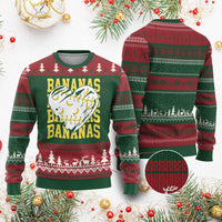Retro Bananas Ugly Christmas Sweater Vintage Baseball Heart Graphic Game Day Gifts