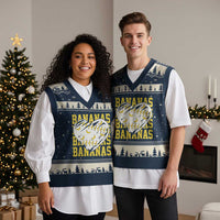 Retro Bananas V-Neck Knit Sweater Vest Vintage Baseball Heart Graphic Game Day Gifts