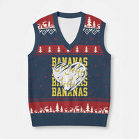 Retro Bananas V-Neck Knit Sweater Vest Vintage Baseball Heart Graphic Game Day Gifts