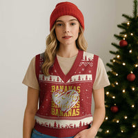 Retro Bananas V-Neck Knit Sweater Vest Vintage Baseball Heart Graphic Game Day Gifts