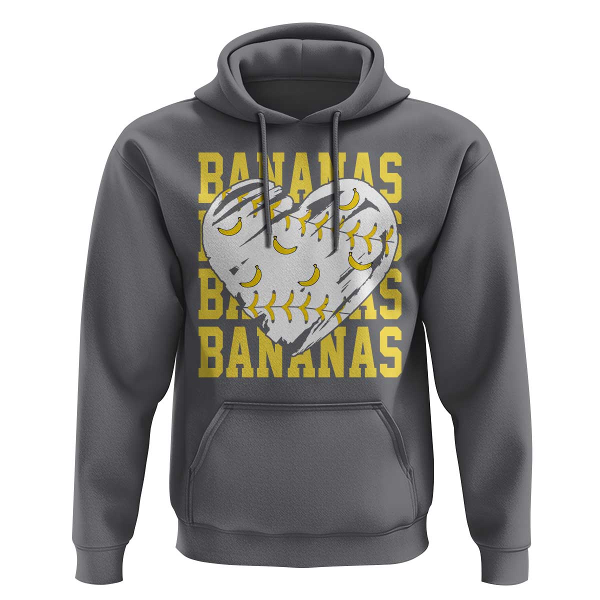 Retro Bananas Hoodie Vintage Baseball Heart Graphic Game Day Gifts