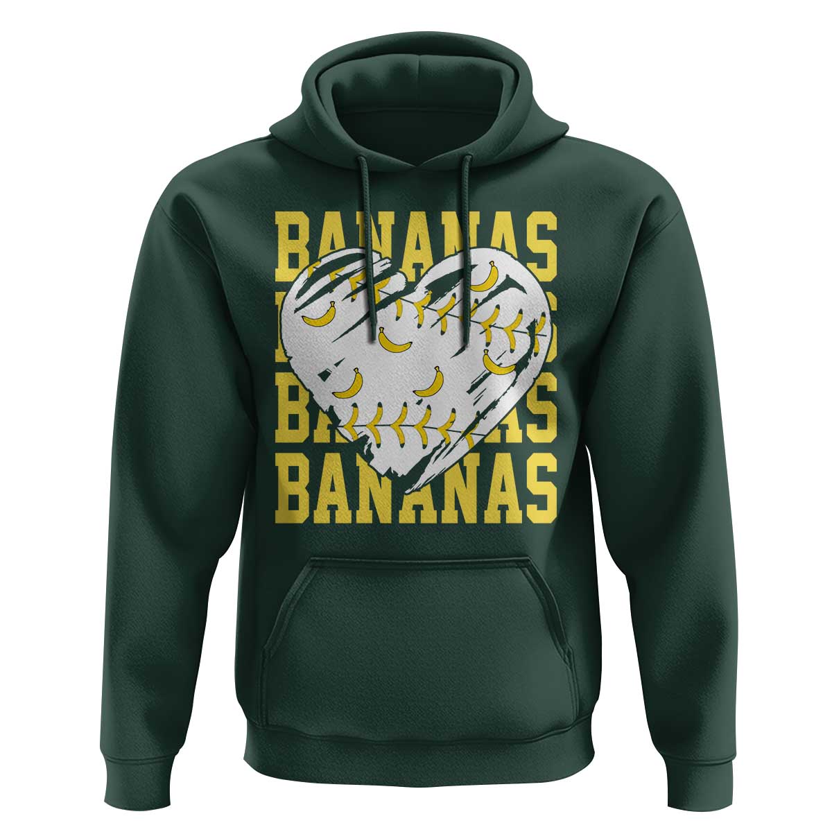 Retro Bananas Hoodie Vintage Baseball Heart Graphic Game Day Gifts