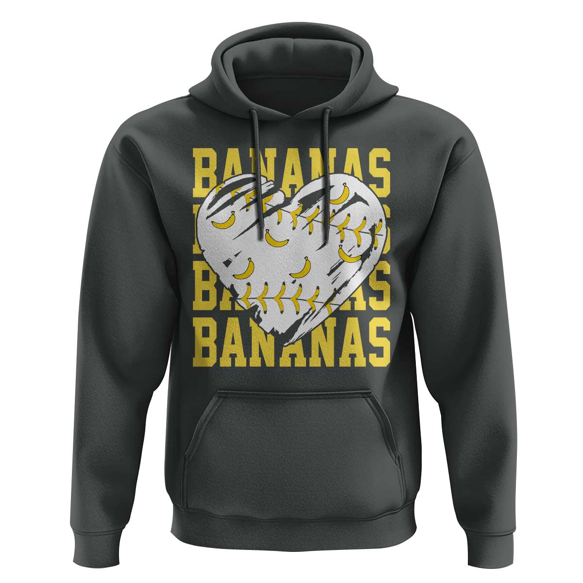 Retro Bananas Hoodie Vintage Baseball Heart Graphic Game Day Gifts