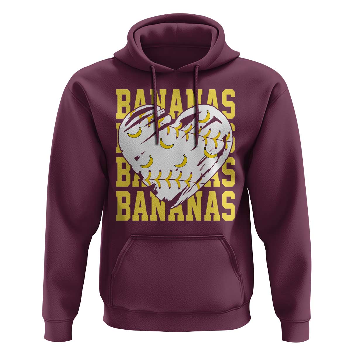 Retro Bananas Hoodie Vintage Baseball Heart Graphic Game Day Gifts
