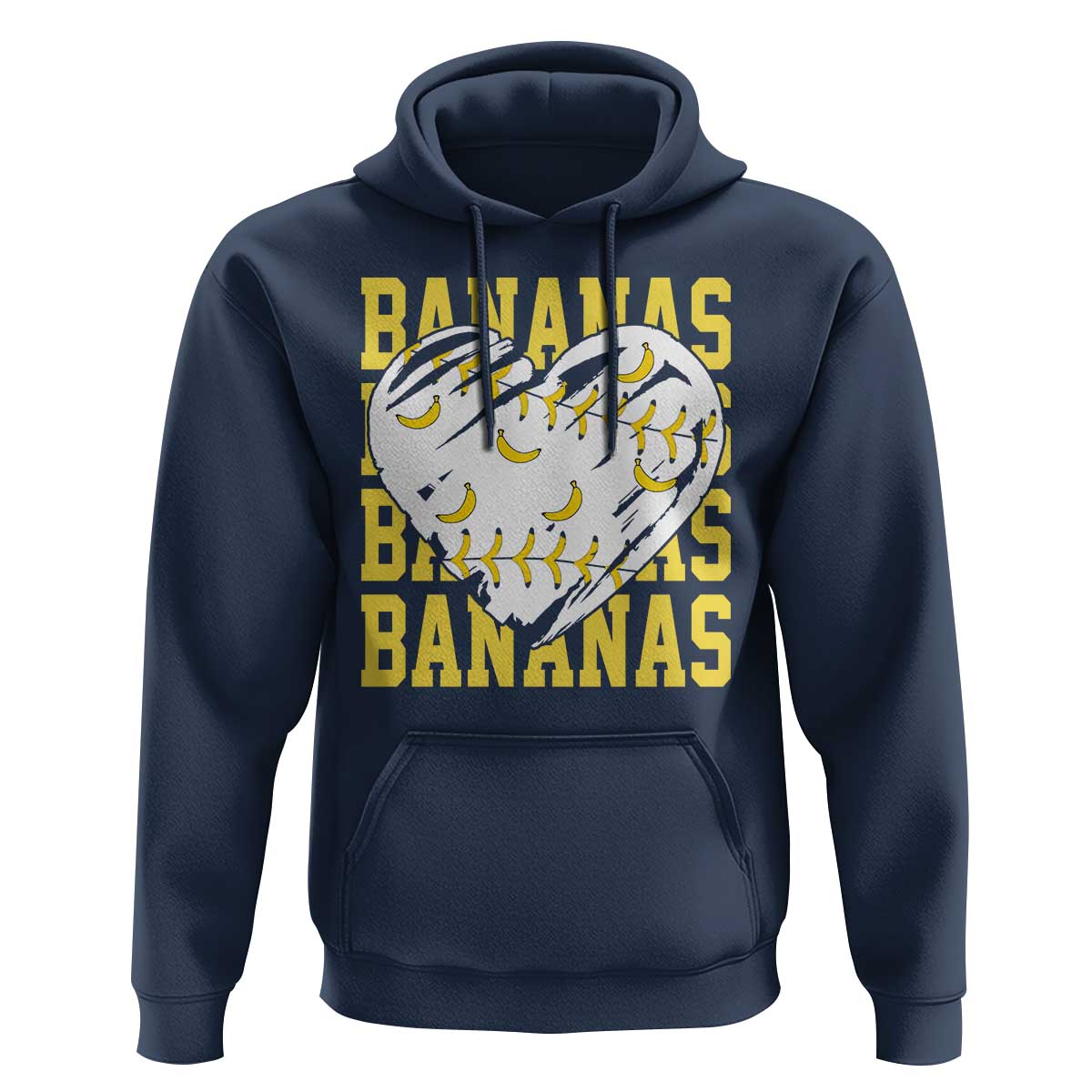 Retro Bananas Hoodie Vintage Baseball Heart Graphic Game Day Gifts