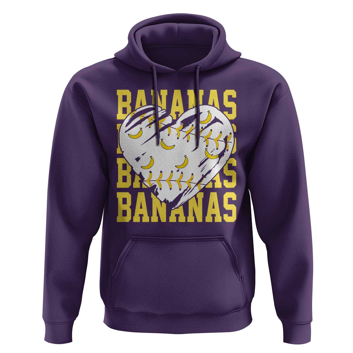 Retro Bananas Hoodie Vintage Baseball Heart Graphic Game Day Gifts