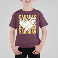 Retro Bananas T Shirt For Kid Vintage Baseball Heart Graphic Game Day Gifts