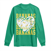 Retro Bananas Long Sleeve Shirt Vintage Baseball Heart Graphic Game Day Gifts