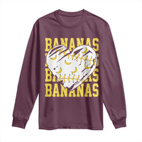 Retro Bananas Long Sleeve Shirt Vintage Baseball Heart Graphic Game Day Gifts