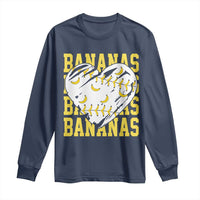 Retro Bananas Long Sleeve Shirt Vintage Baseball Heart Graphic Game Day Gifts