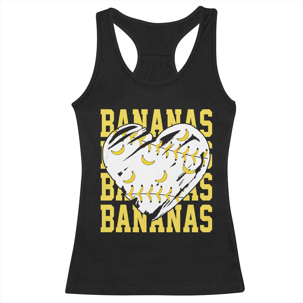 Retro Bananas Racerback Tank Top Vintage Baseball Heart Graphic Game Day Gifts