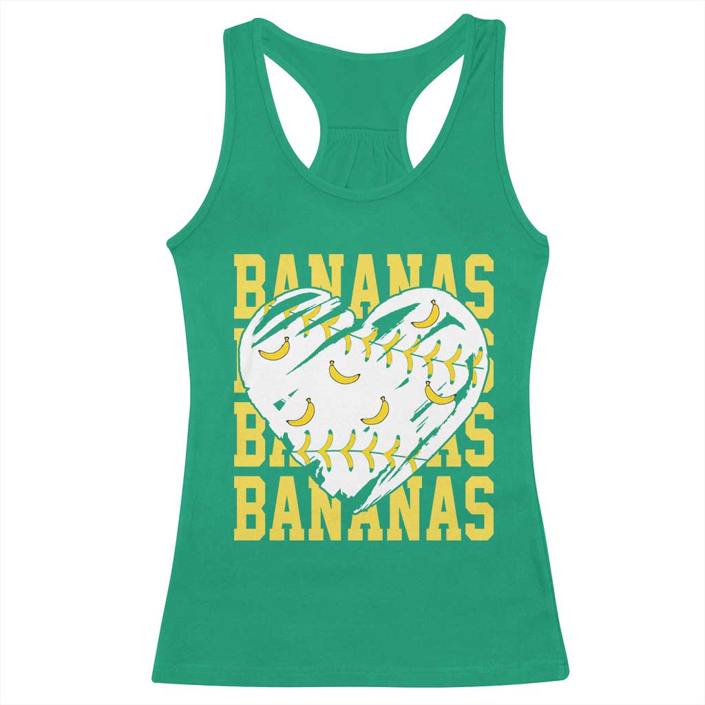 Retro Bananas Racerback Tank Top Vintage Baseball Heart Graphic Game Day Gifts