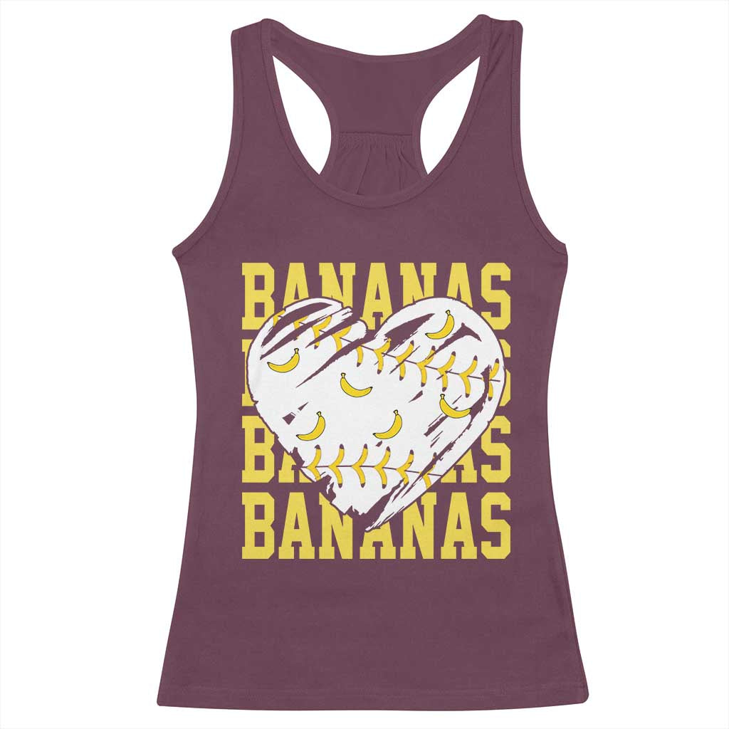 Retro Bananas Racerback Tank Top Vintage Baseball Heart Graphic Game Day Gifts