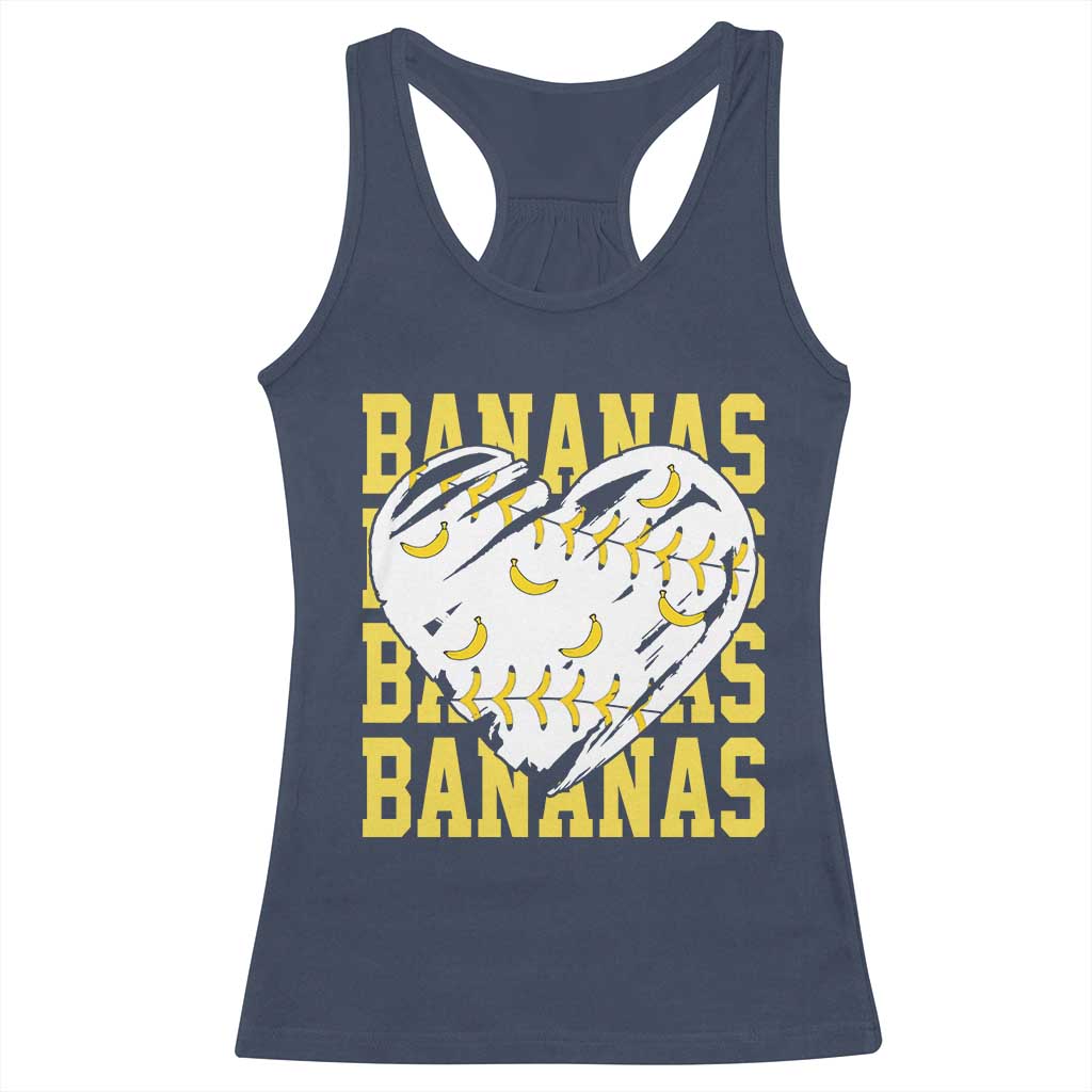 Retro Bananas Racerback Tank Top Vintage Baseball Heart Graphic Game Day Gifts