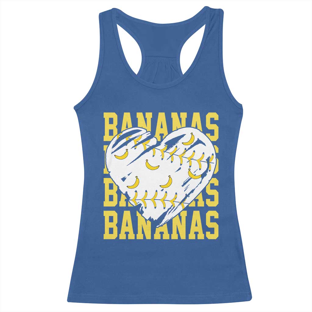 Retro Bananas Racerback Tank Top Vintage Baseball Heart Graphic Game Day Gifts