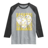 Retro Bananas Raglan Shirt Vintage Baseball Heart Graphic Game Day Gifts
