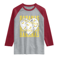 Retro Bananas Raglan Shirt Vintage Baseball Heart Graphic Game Day Gifts