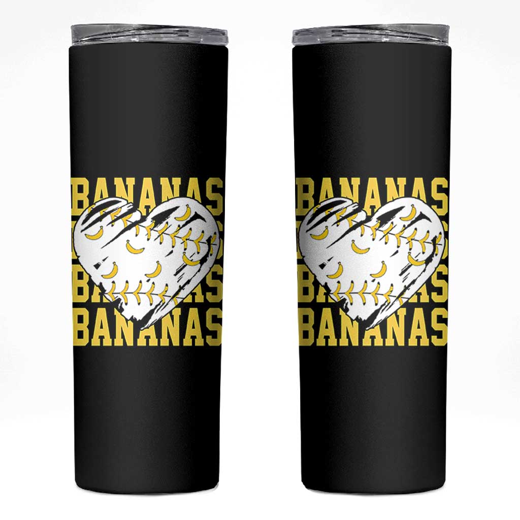 Retro Bananas Skinny Tumbler Vintage Baseball Heart Graphic Game Day Gifts