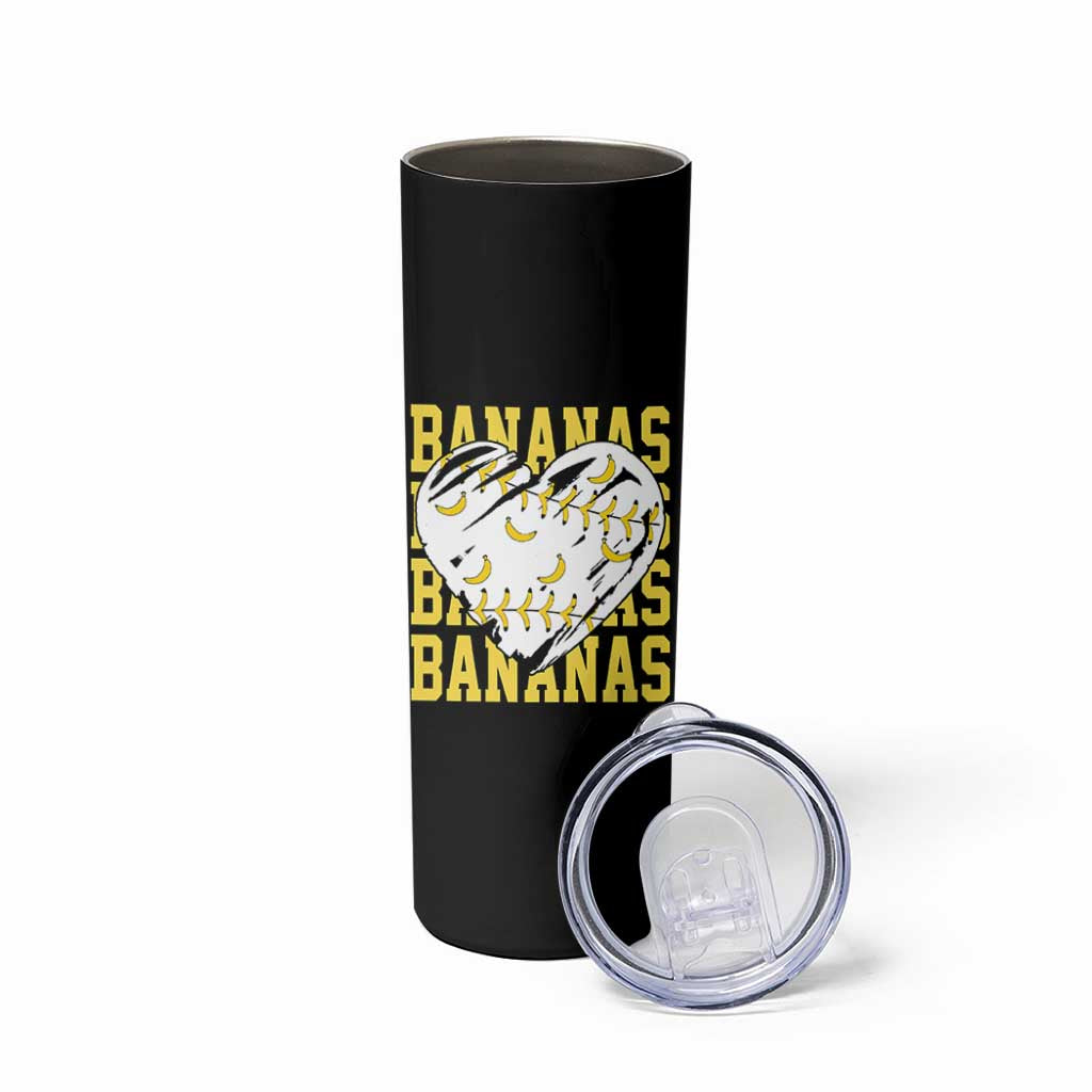 Retro Bananas Skinny Tumbler Vintage Baseball Heart Graphic Game Day Gifts