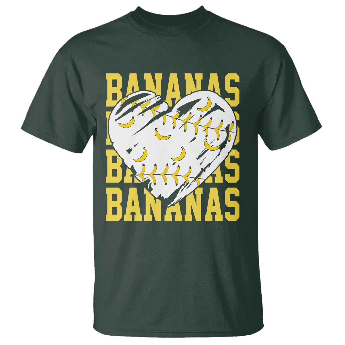 Retro Bananas T Shirt Vintage Baseball Heart Graphic Game Day Gifts