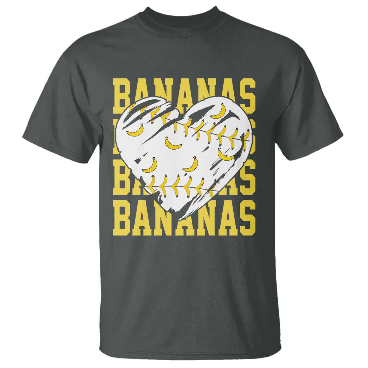 Retro Bananas T Shirt Vintage Baseball Heart Graphic Game Day Gifts