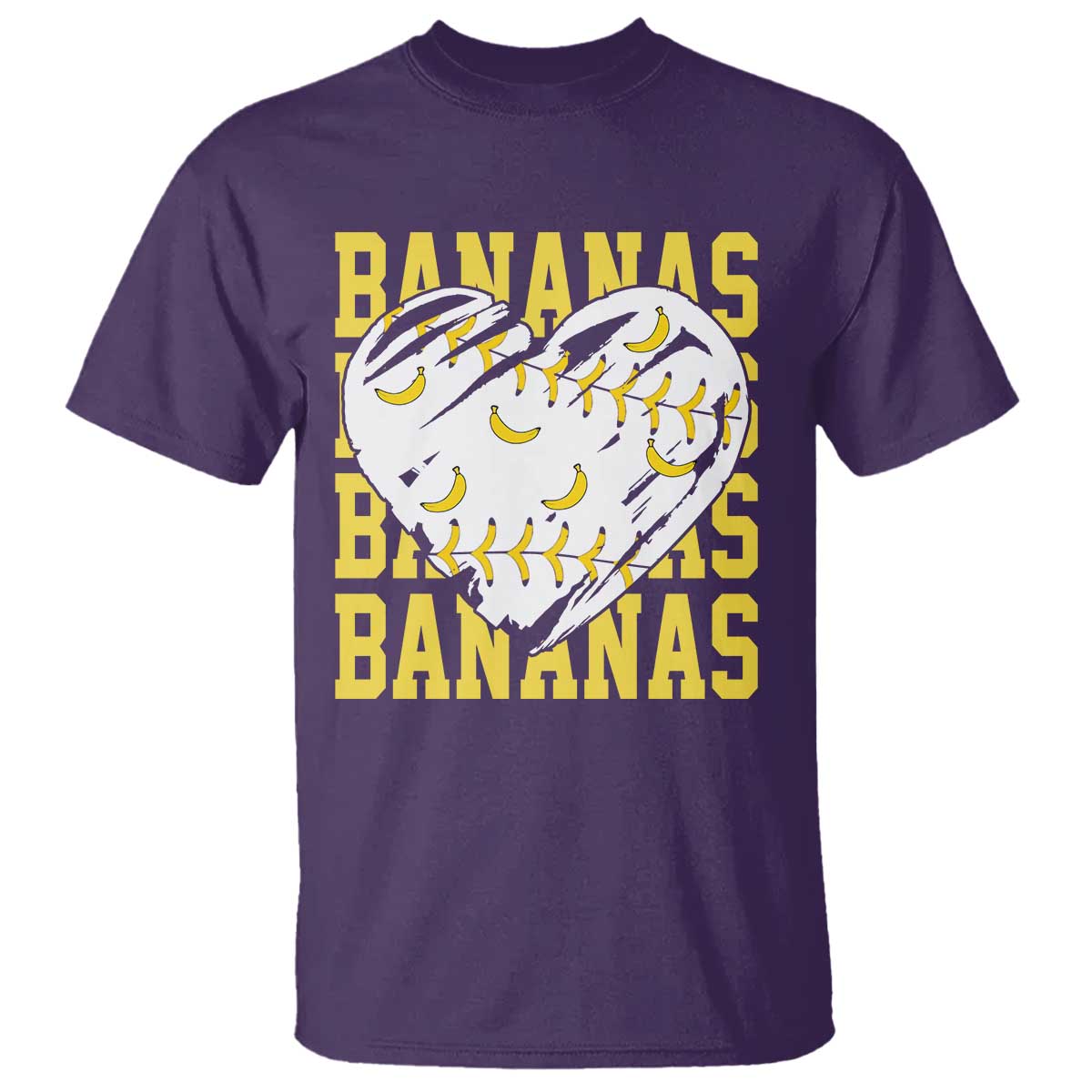 Retro Bananas T Shirt Vintage Baseball Heart Graphic Game Day Gifts