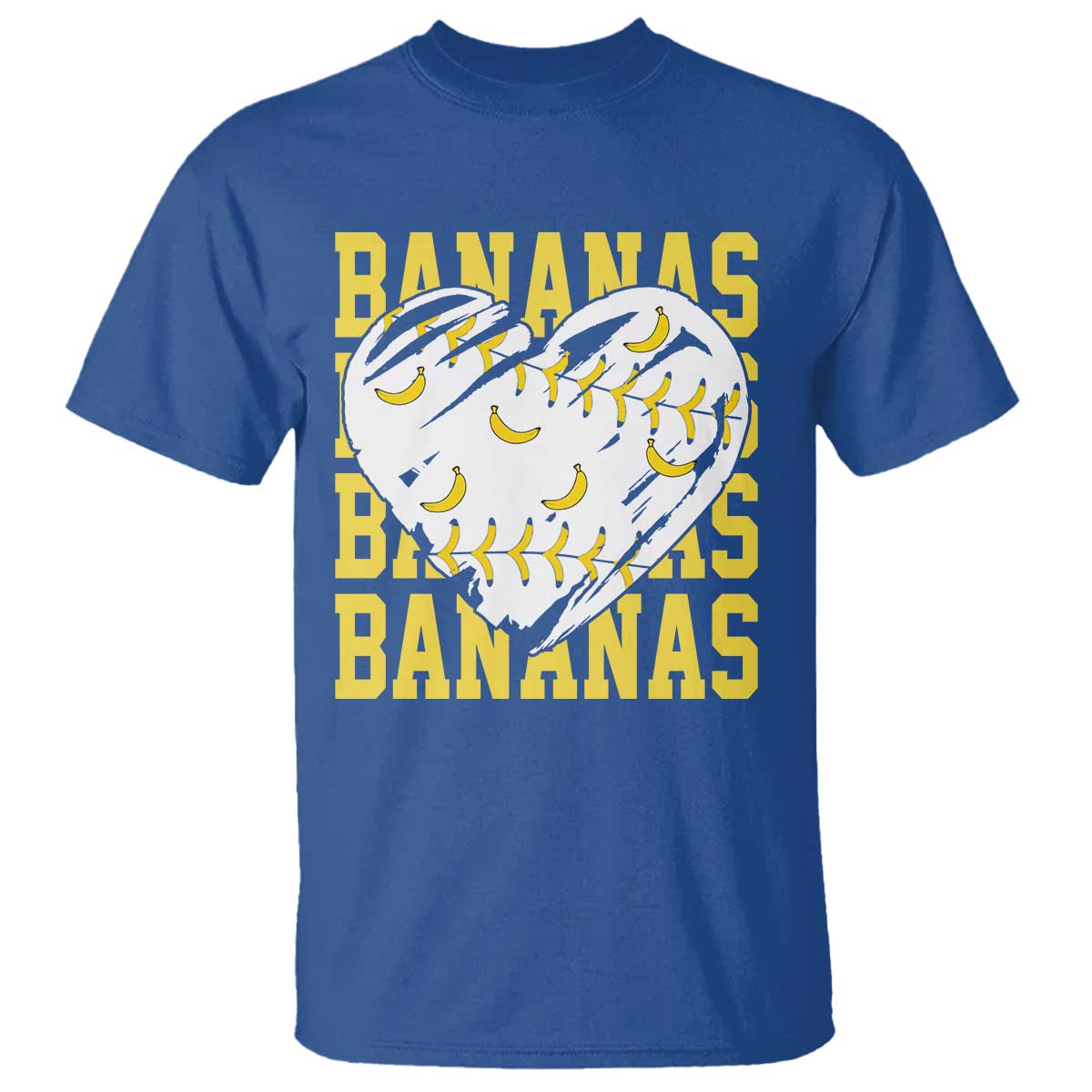 Retro Bananas T Shirt Vintage Baseball Heart Graphic Game Day Gifts