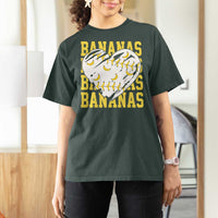 Retro Bananas T Shirt For Women Vintage Baseball Heart Graphic Game Day Gifts