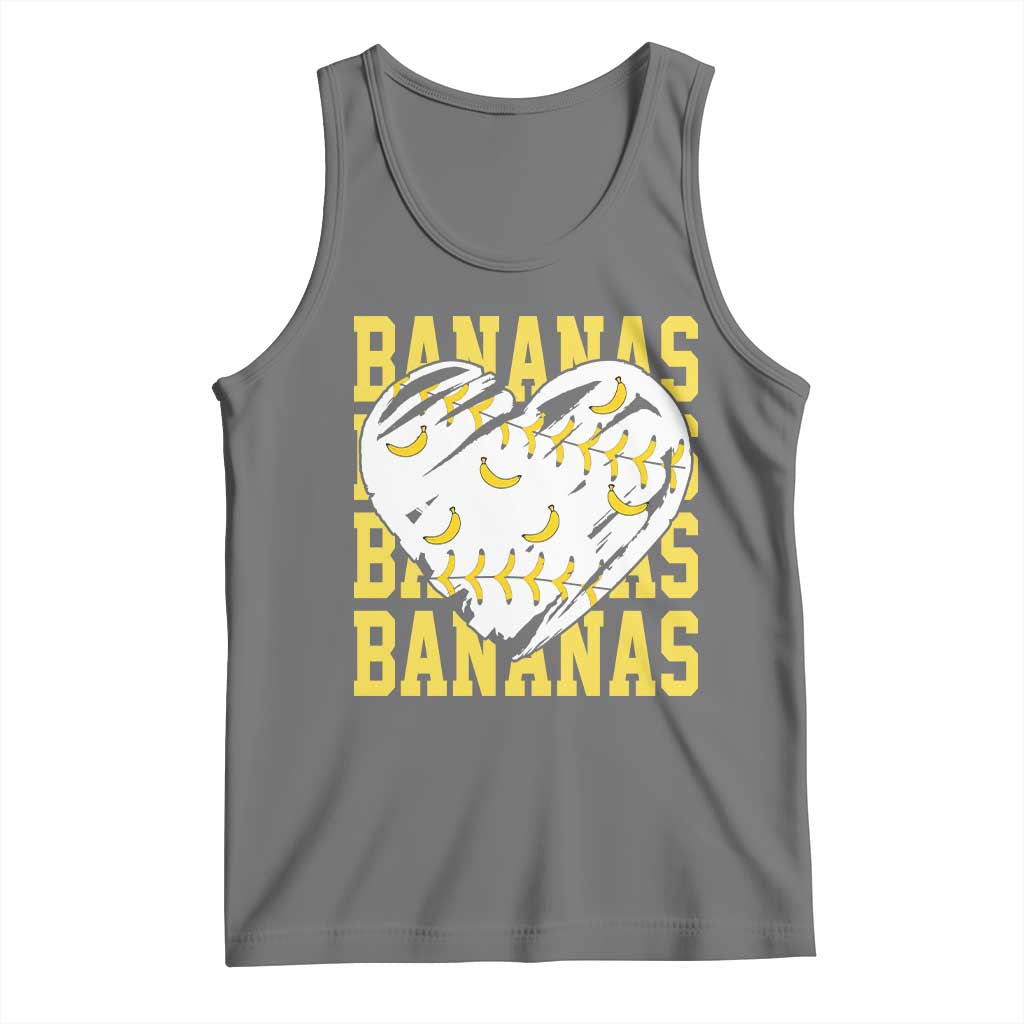 Retro Bananas Tank Top Vintage Baseball Heart Graphic Game Day Gifts