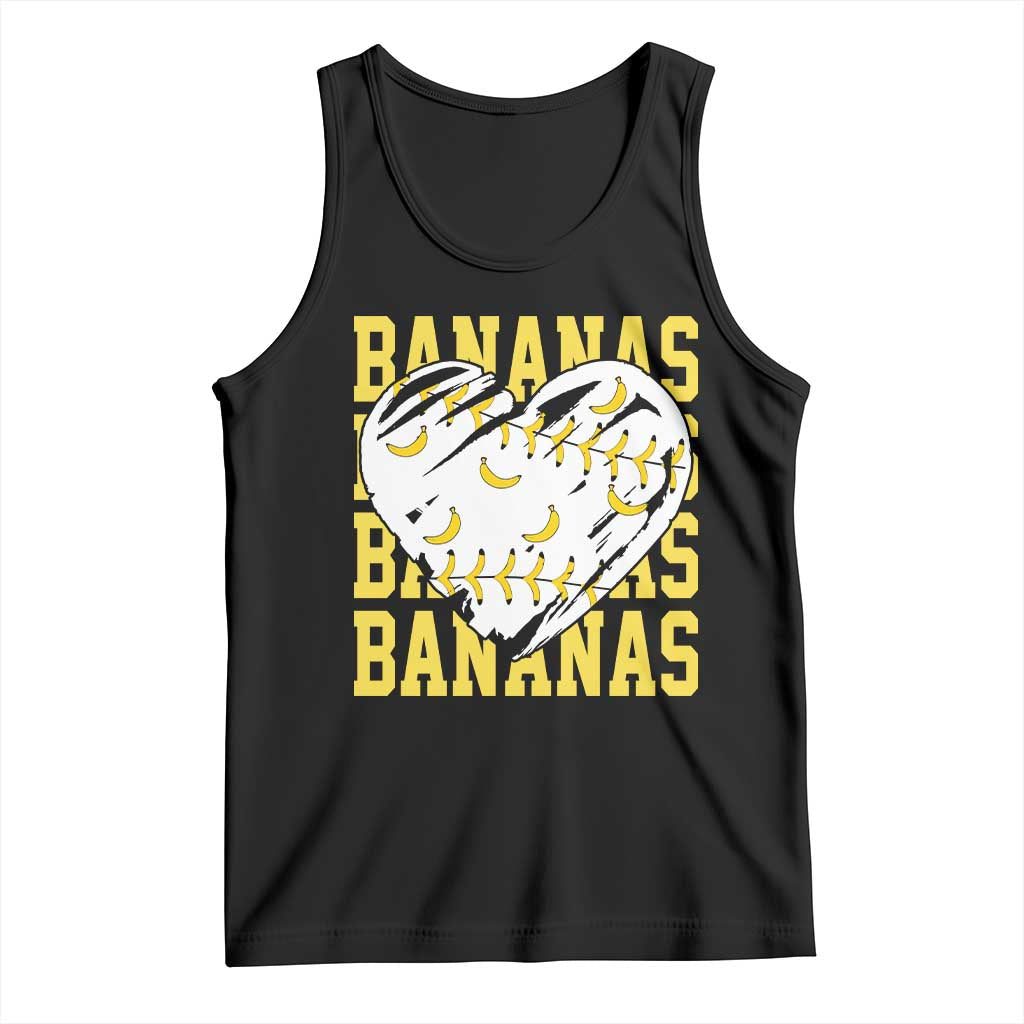 Retro Bananas Tank Top Vintage Baseball Heart Graphic Game Day Gifts
