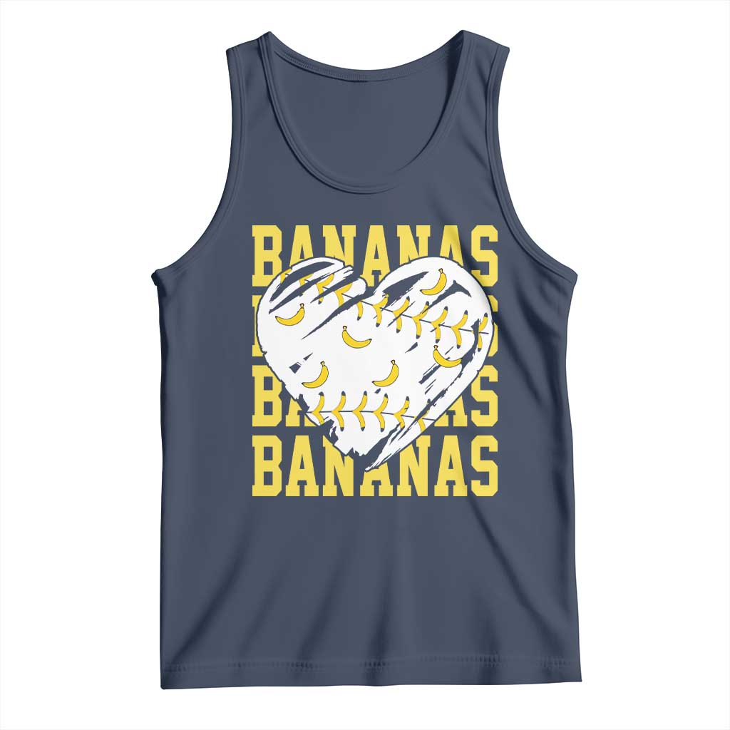 Retro Bananas Tank Top Vintage Baseball Heart Graphic Game Day Gifts