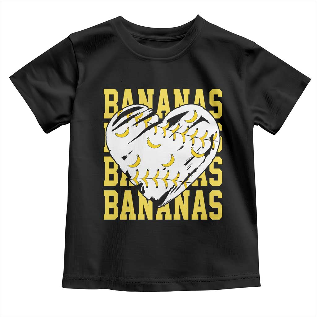 Retro Bananas Toddler T Shirt Vintage Baseball Heart Graphic Game Day Gifts
