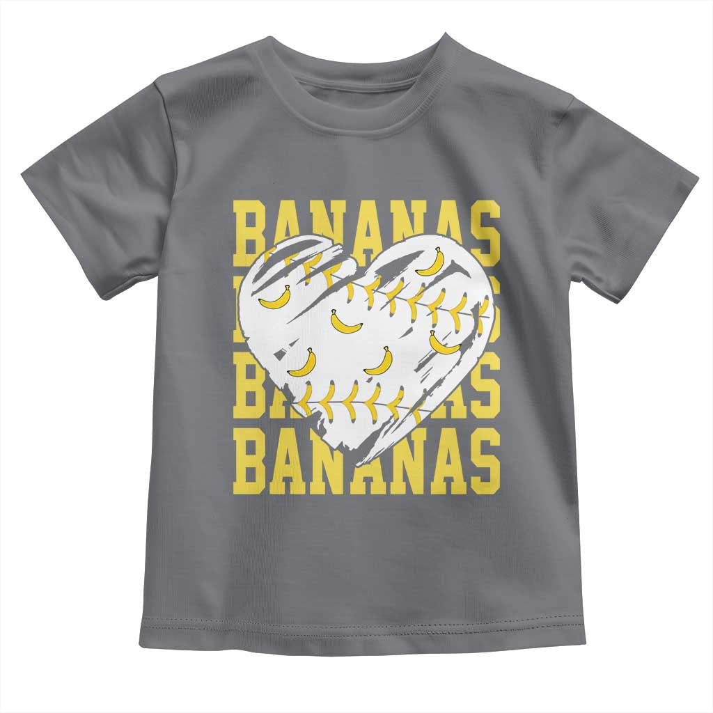 Retro Bananas Toddler T Shirt Vintage Baseball Heart Graphic Game Day Gifts