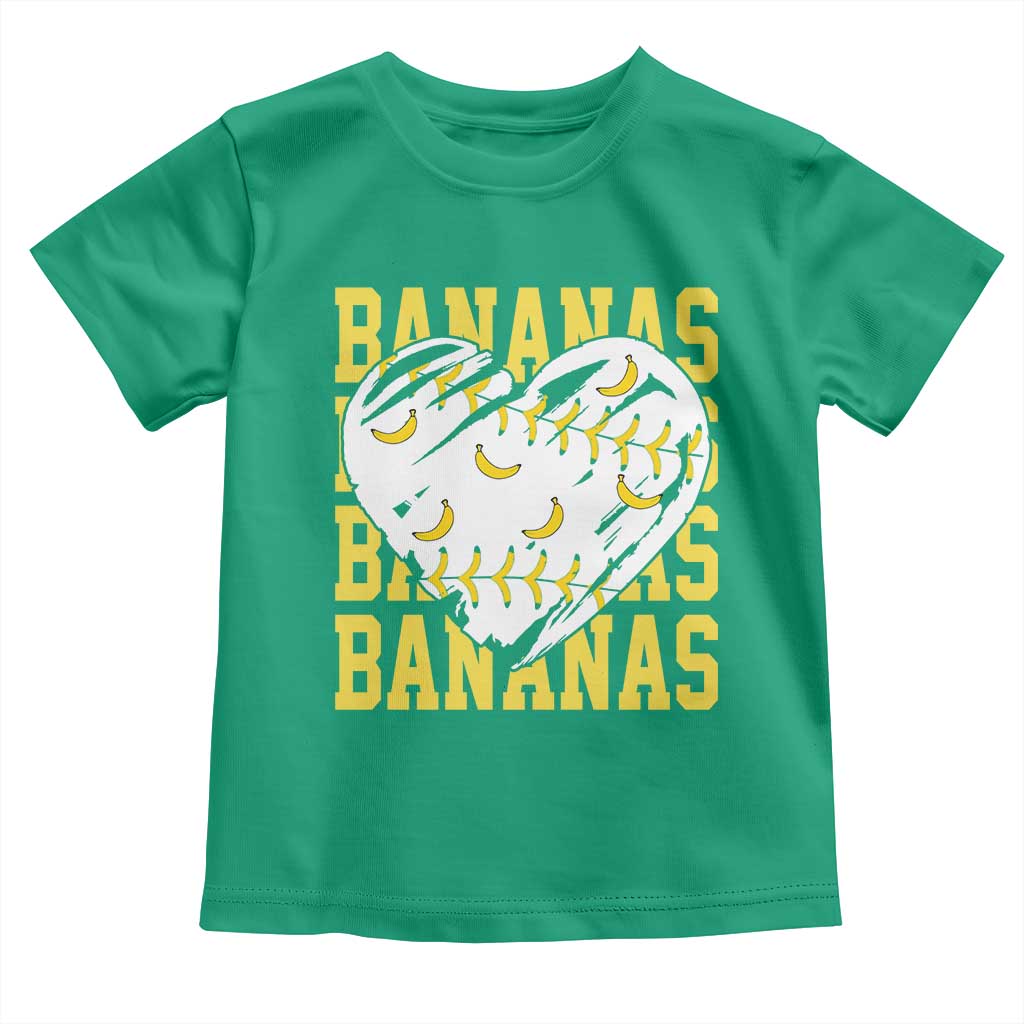 Retro Bananas Toddler T Shirt Vintage Baseball Heart Graphic Game Day Gifts