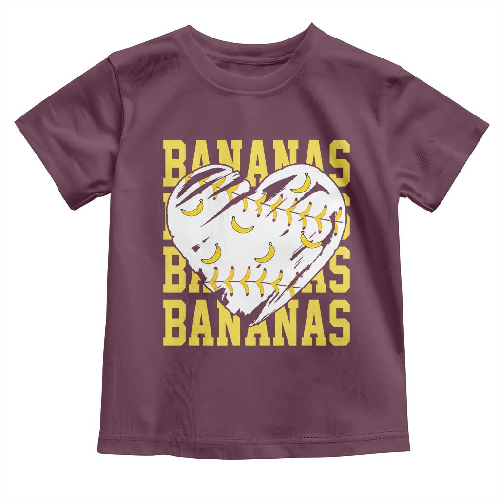 Retro Bananas Toddler T Shirt Vintage Baseball Heart Graphic Game Day Gifts