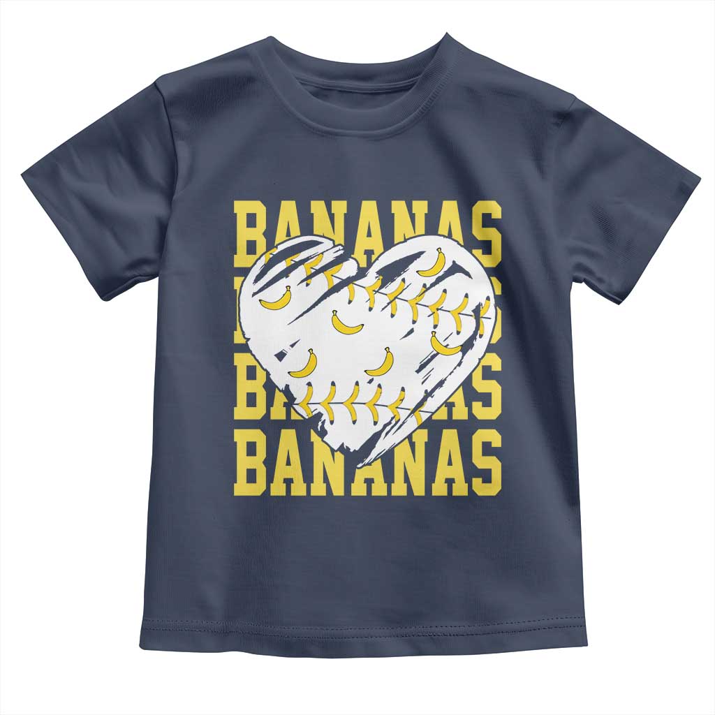 Retro Bananas Toddler T Shirt Vintage Baseball Heart Graphic Game Day Gifts