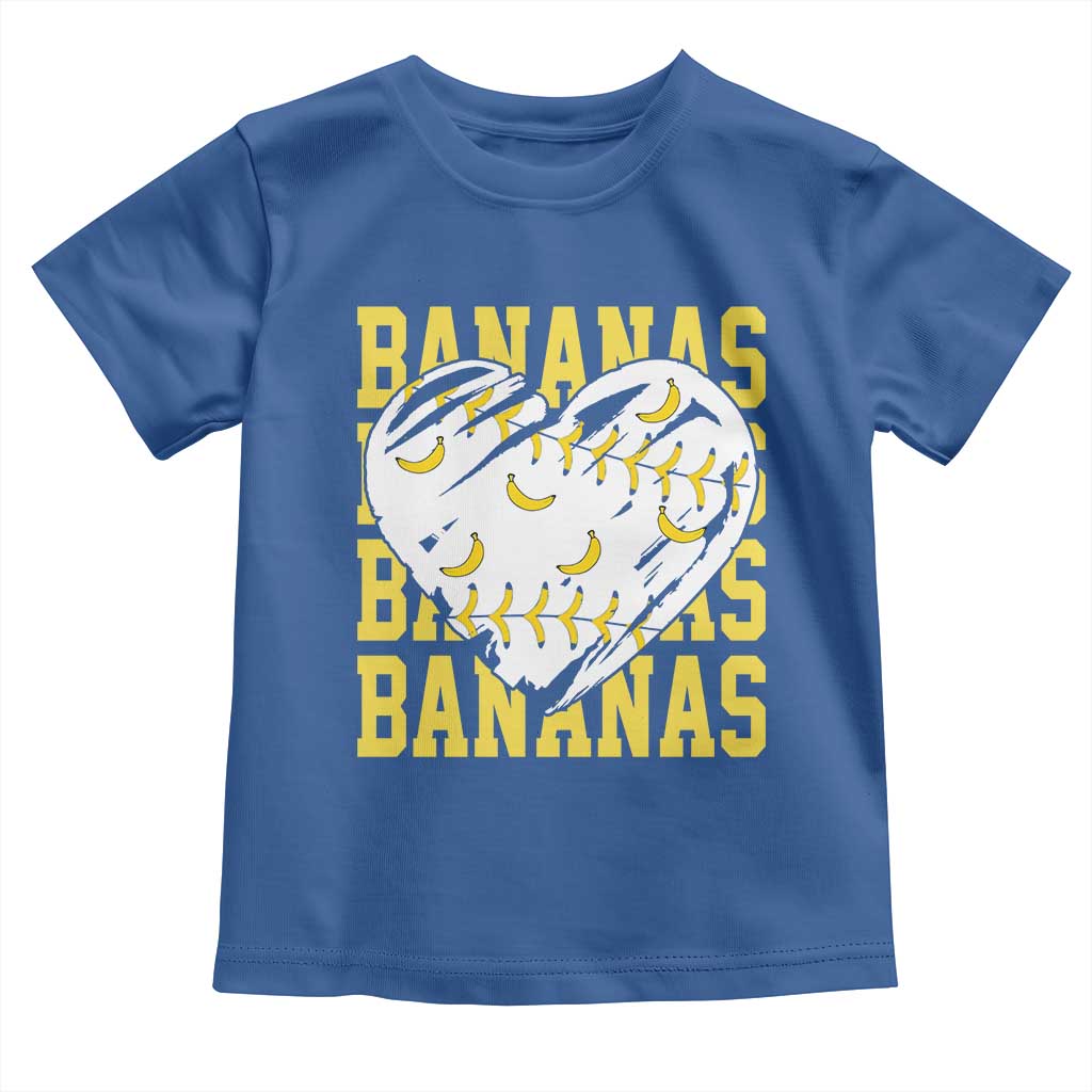 Retro Bananas Toddler T Shirt Vintage Baseball Heart Graphic Game Day Gifts