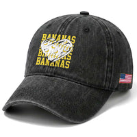 Retro Bananas Washed Cotton Baseball Cap Vintage Baseball Heart Graphic Game Day Gifts