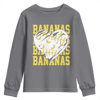 Retro Bananas Youth Sweatshirt Vintage Baseball Heart Graphic Game Day Gifts