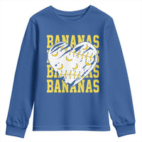 Retro Bananas Youth Sweatshirt Vintage Baseball Heart Graphic Game Day Gifts